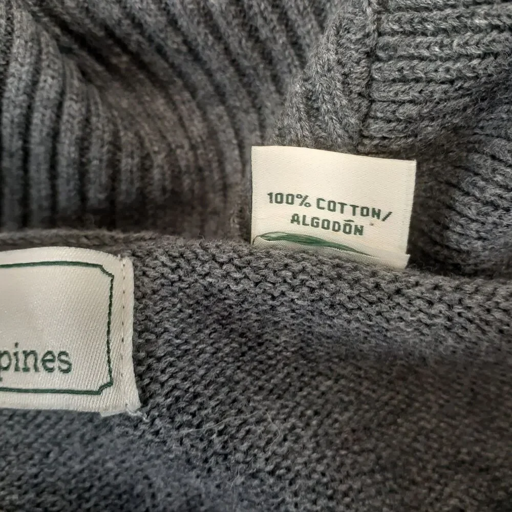 Southern Pines Sweater Mens Sz XL Gray Cable Knit Collared Cotton Button Classic